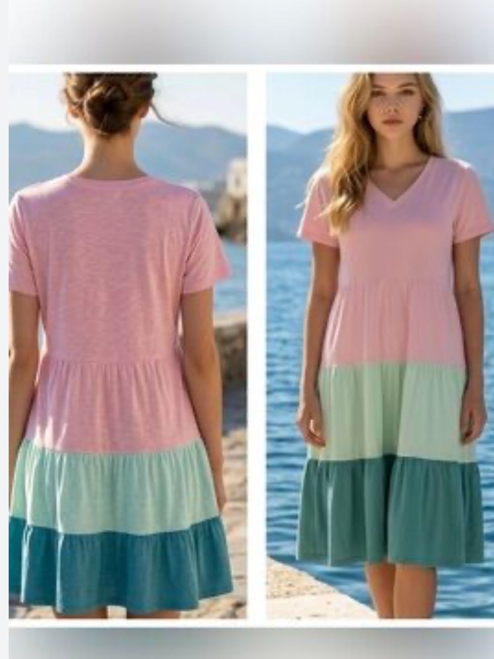 Lands’ End Tiered Cotton Blend Multicolor Summer Trapeze Midi Dress Size 1X